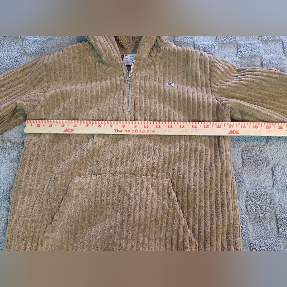 Champion Kids Corduroy High Pile Fleece Hoodie Size 10/12 Med - Picture 3 of 11